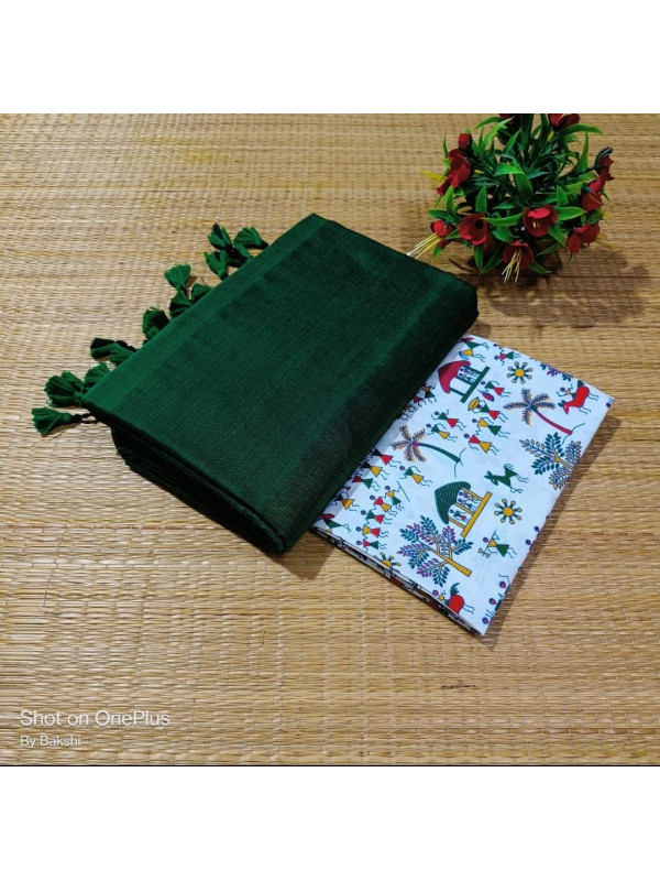 Plain khadi with Blouse (green) Plain khadi with Blouse (green)